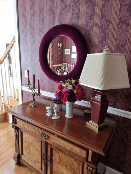 Large Velvet Mirror in 74cm diameter
