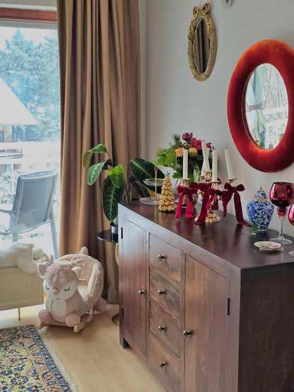 Rust Orange Silk Velvet Mirror