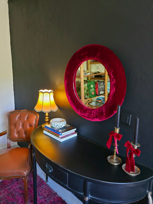 Wine Red Velvet Mirror