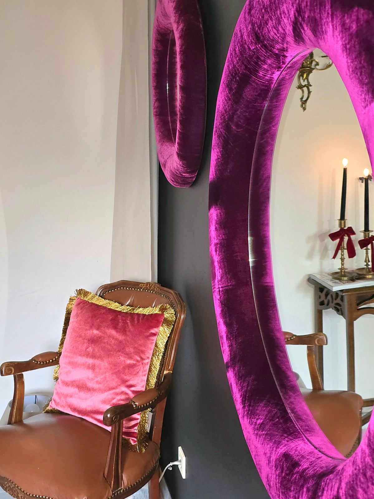 Silk Velvet Statement Mirror — 74 and 88 cm