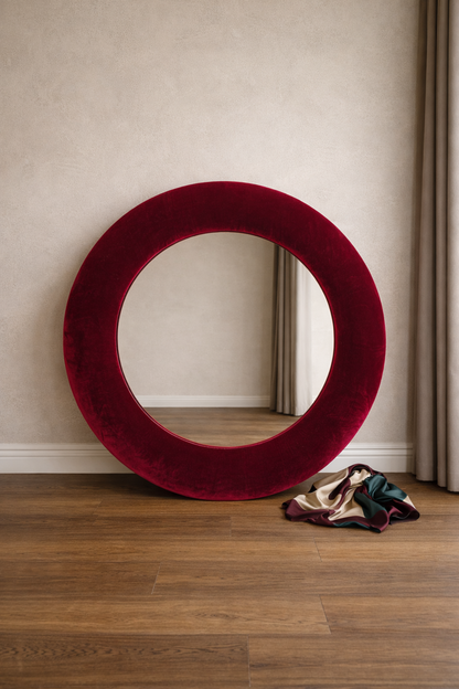 Wine Red Velvet Mirror