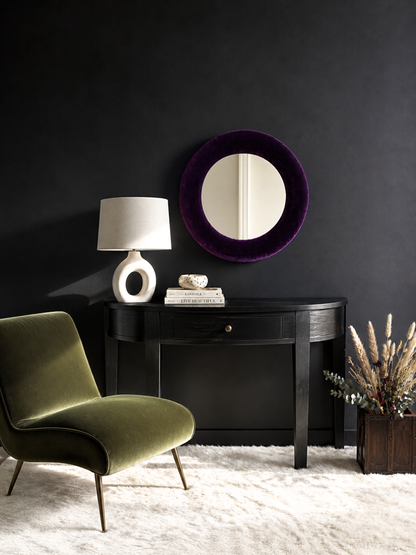 Deep Plum Aubergine Velvet Wall Mirror