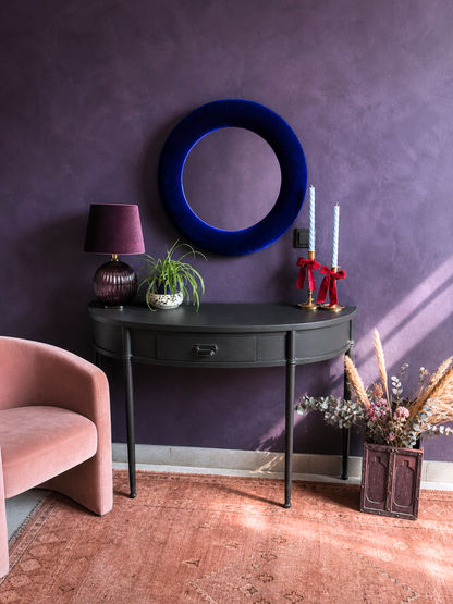 Royal blue velvet mirror