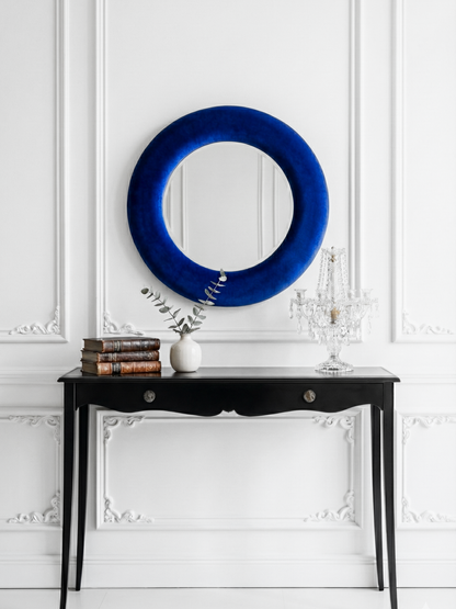 Royal blue velvet mirror