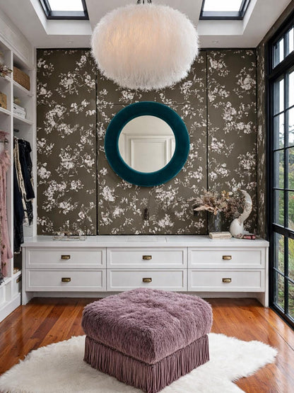 Teal Velvet Peacock Blue mirror, Moody Boutique Decor, Deep Teal velvet, vignette styling,  Dark decor, speakeasy dark academia