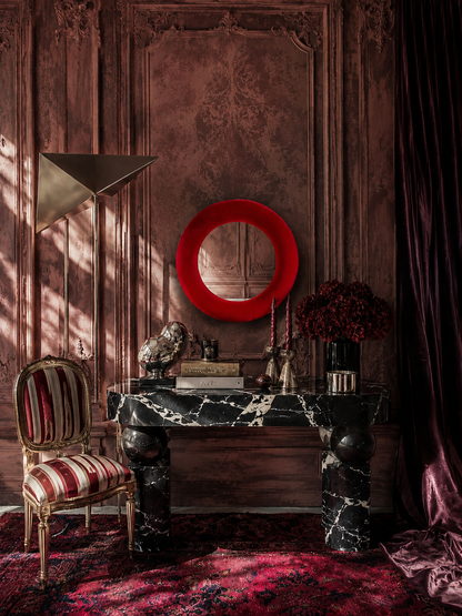 Scarlet Red Velvet Mirror