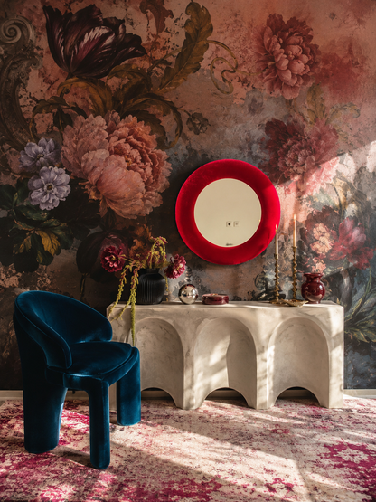 Scarlet Red Velvet Mirror