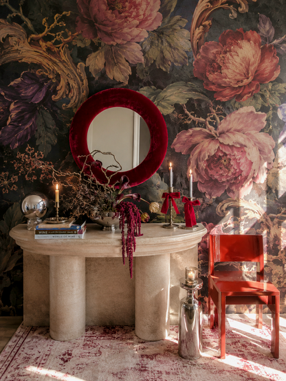 Wine Red Velvet Mirror