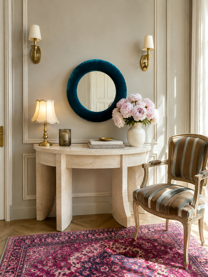 Teal Velvet Peacock Blue Mirror