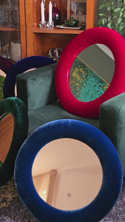 Teal Velvet Peacock Blue Mirror