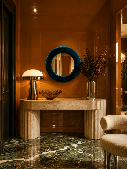 Teal Velvet Peacock Blue Mirror