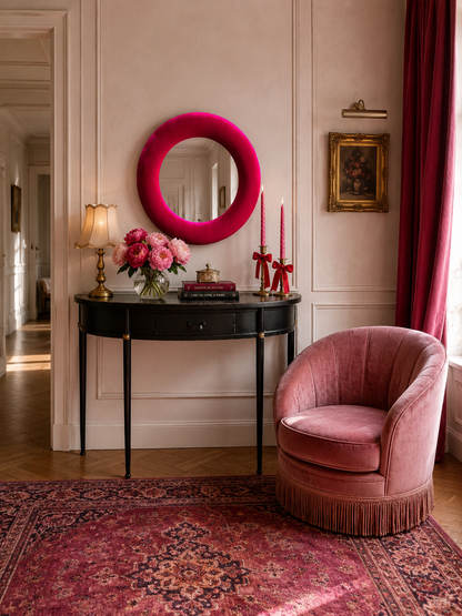 Magenta Pink Velvet Mirror