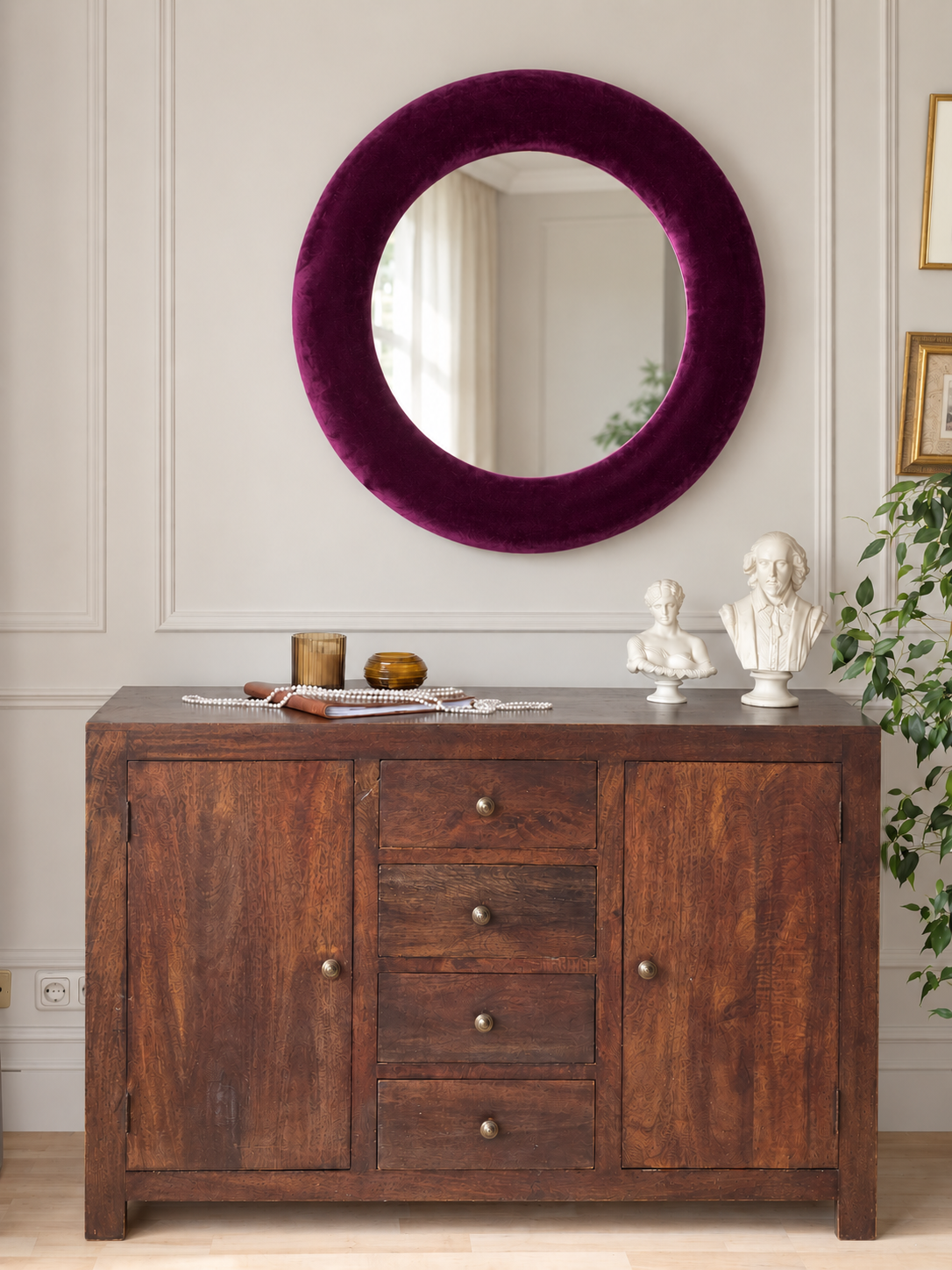 Silk Velvet Statement Mirror — 74 and 88 cm