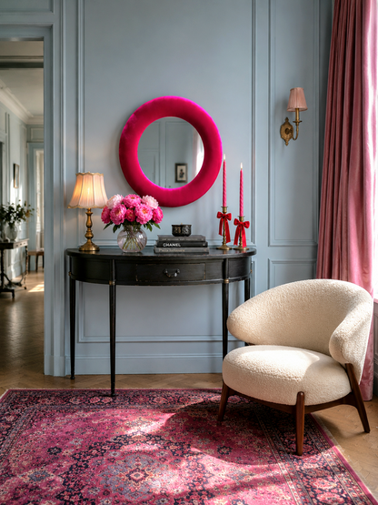 Magenta Pink Velvet Mirror