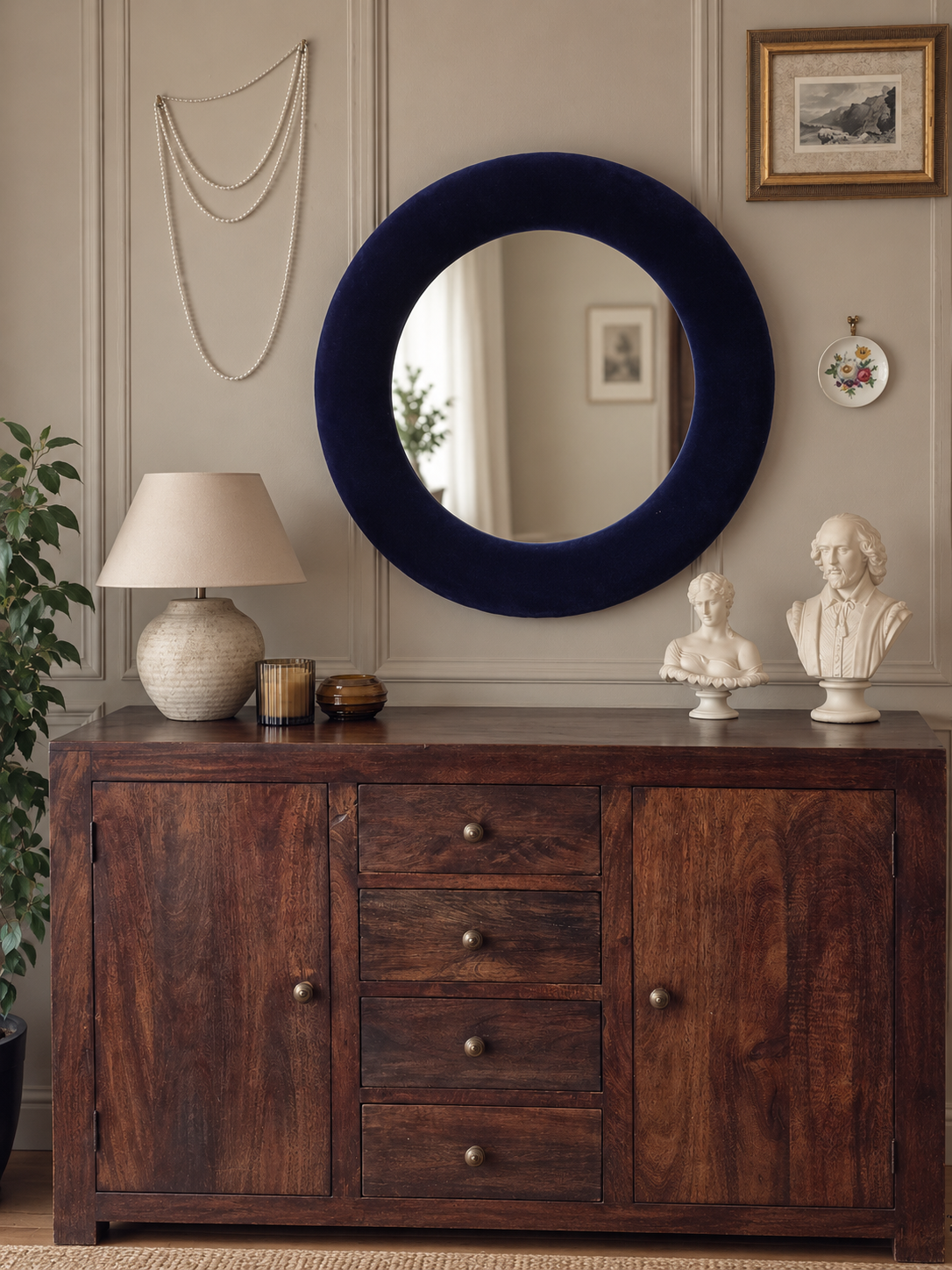 Silk Velvet Statement Mirror — 74 and 88 cm
