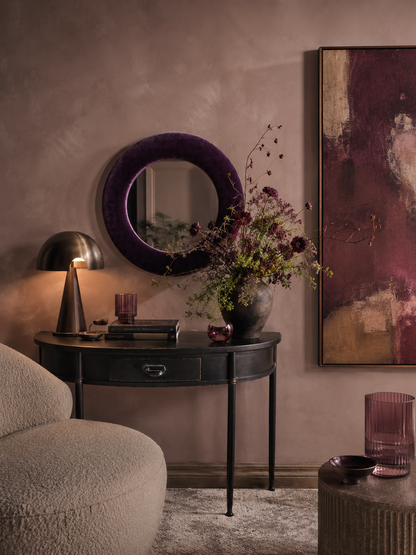 Deep Plum Aubergine Velvet Wall Mirror
